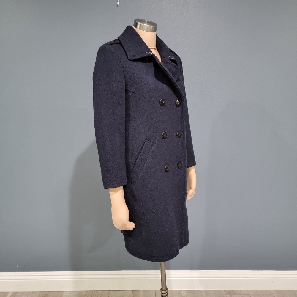 Katherine Hamnett navy blue wool blend pea coat 8 - Picture 4 of 11